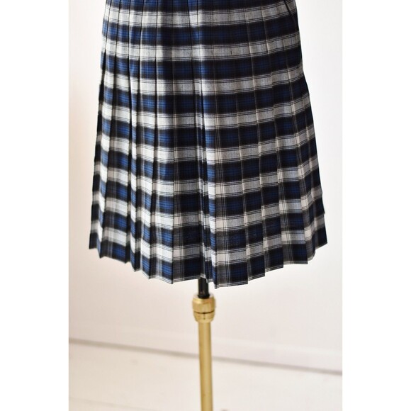 vintage 80s pleated skirt Woman's M Blue Plaid School Skirt Anime Cosplay - Picture 3 of 9